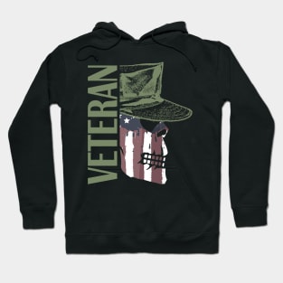 Veteran Painted American Flag Military Skull Hoodie